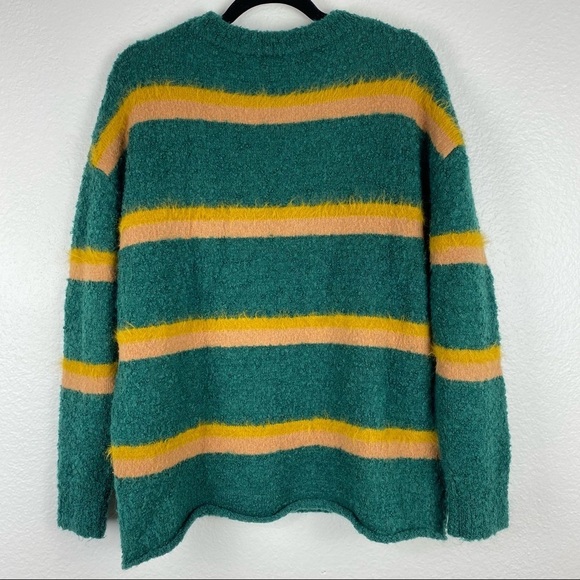 MOUSSY Striped Boucle Sweater, Green, Yellow, Tan - Picture 5 of 5